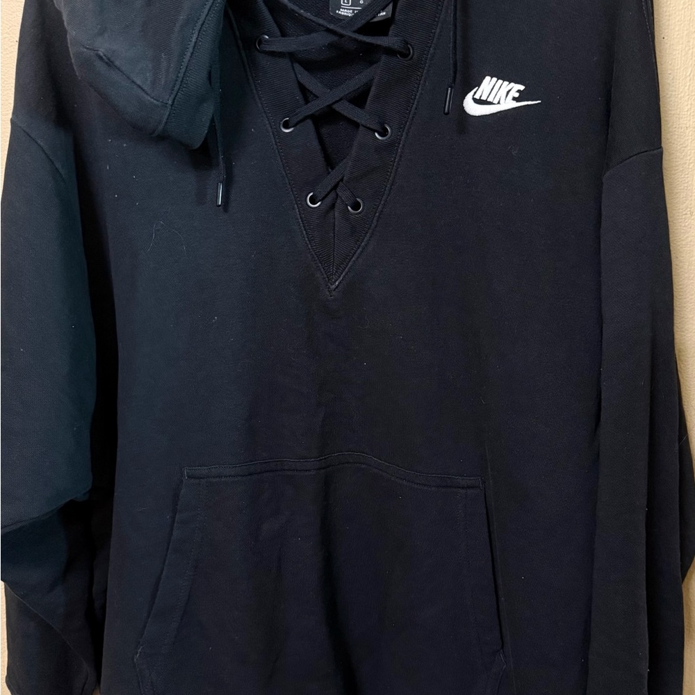 Nike Men's Black Lace-Up Hoodie